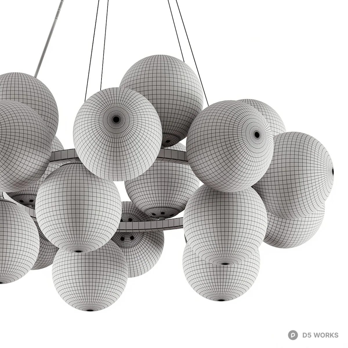 Clustered Frosted Glass Pendant Light 3d model thumbnail 7