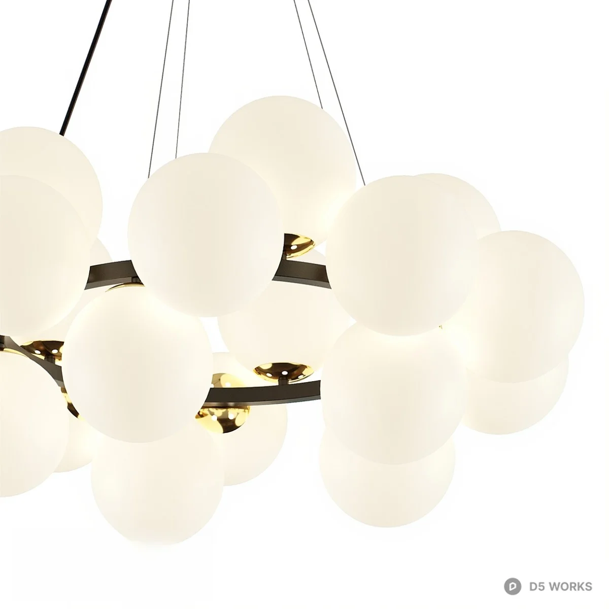 Clustered Frosted Glass Pendant Light 3d model thumbnail 4
