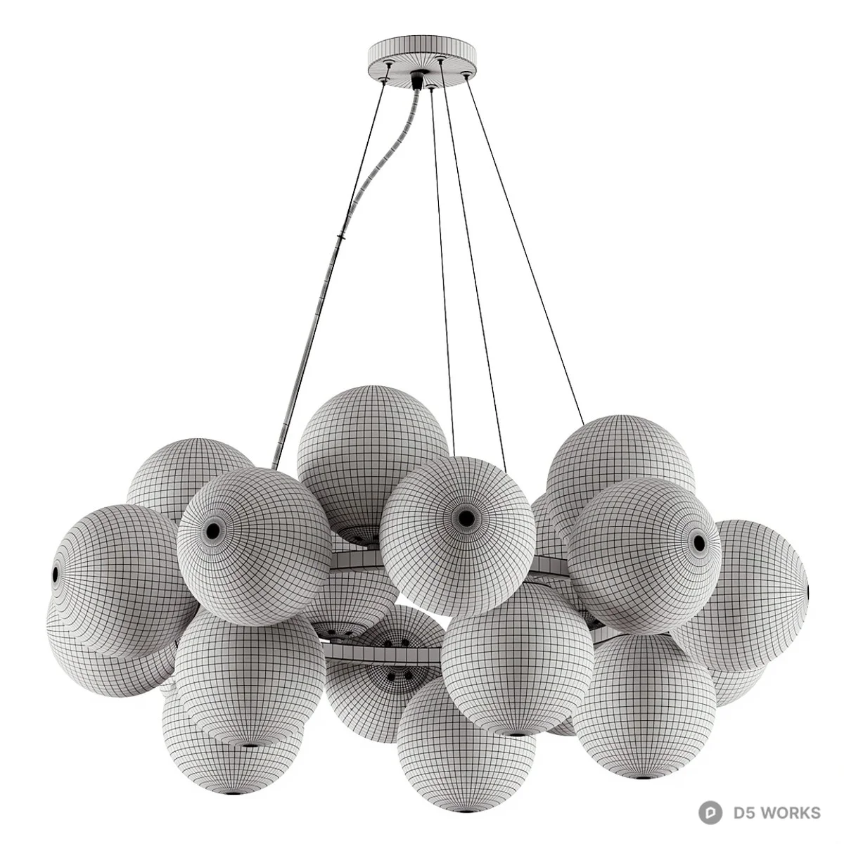 Clustered Frosted Glass Pendant Light 3d model thumbnail 6