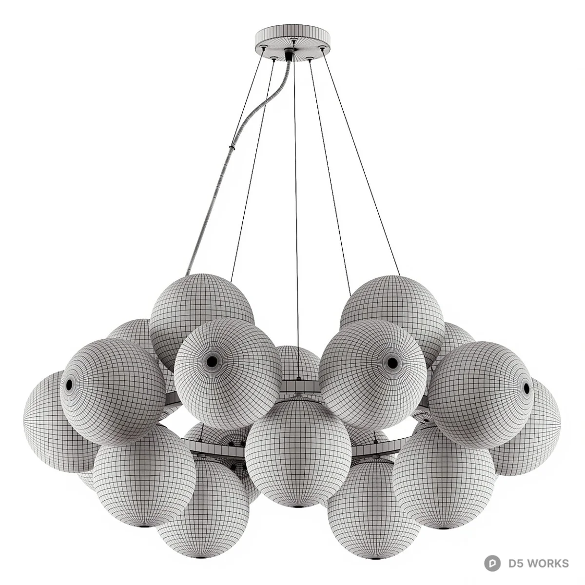 Clustered Frosted Glass Pendant Light 3d model thumbnail 5