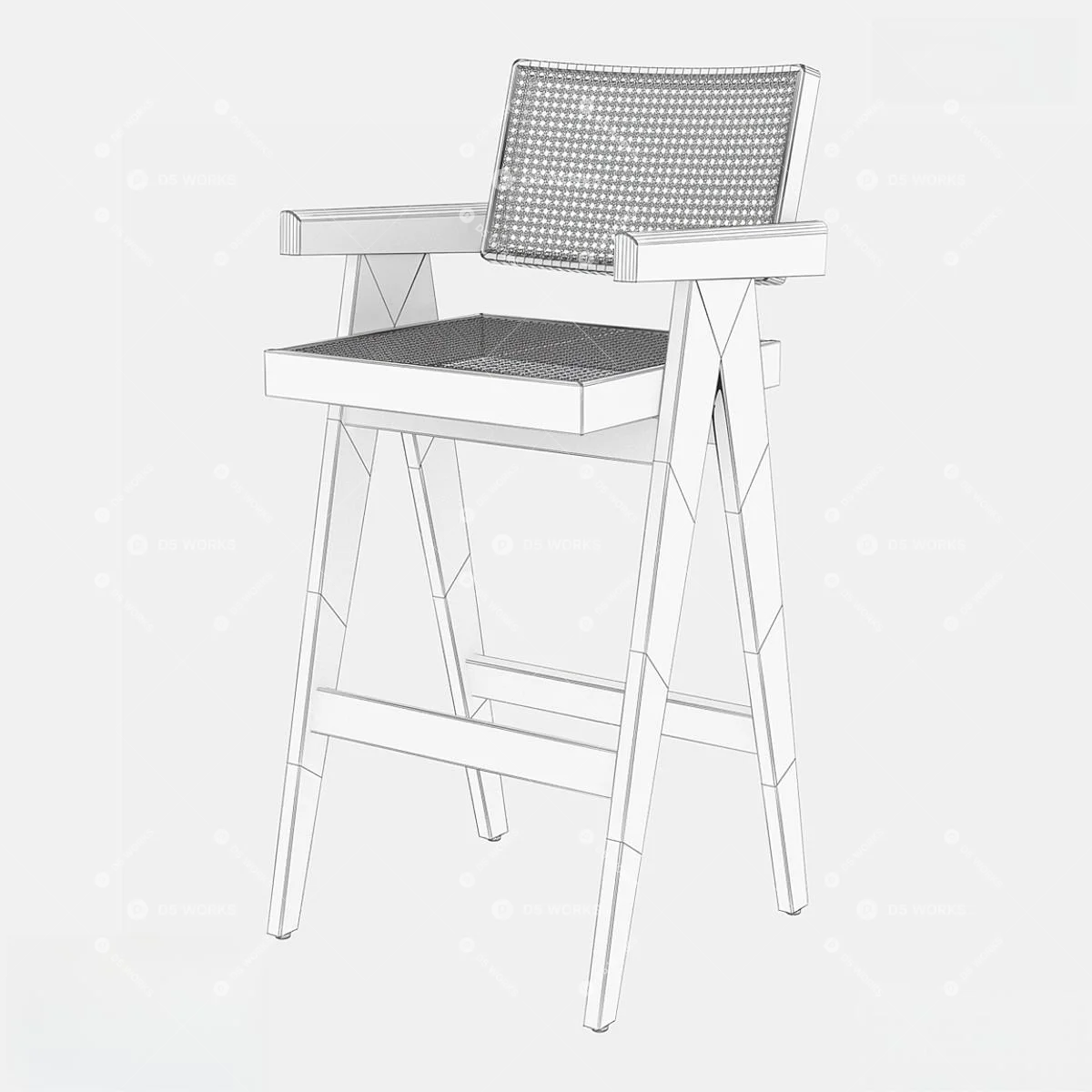 Mid-Century Modern Bar Chair 3d model thumbnail 2