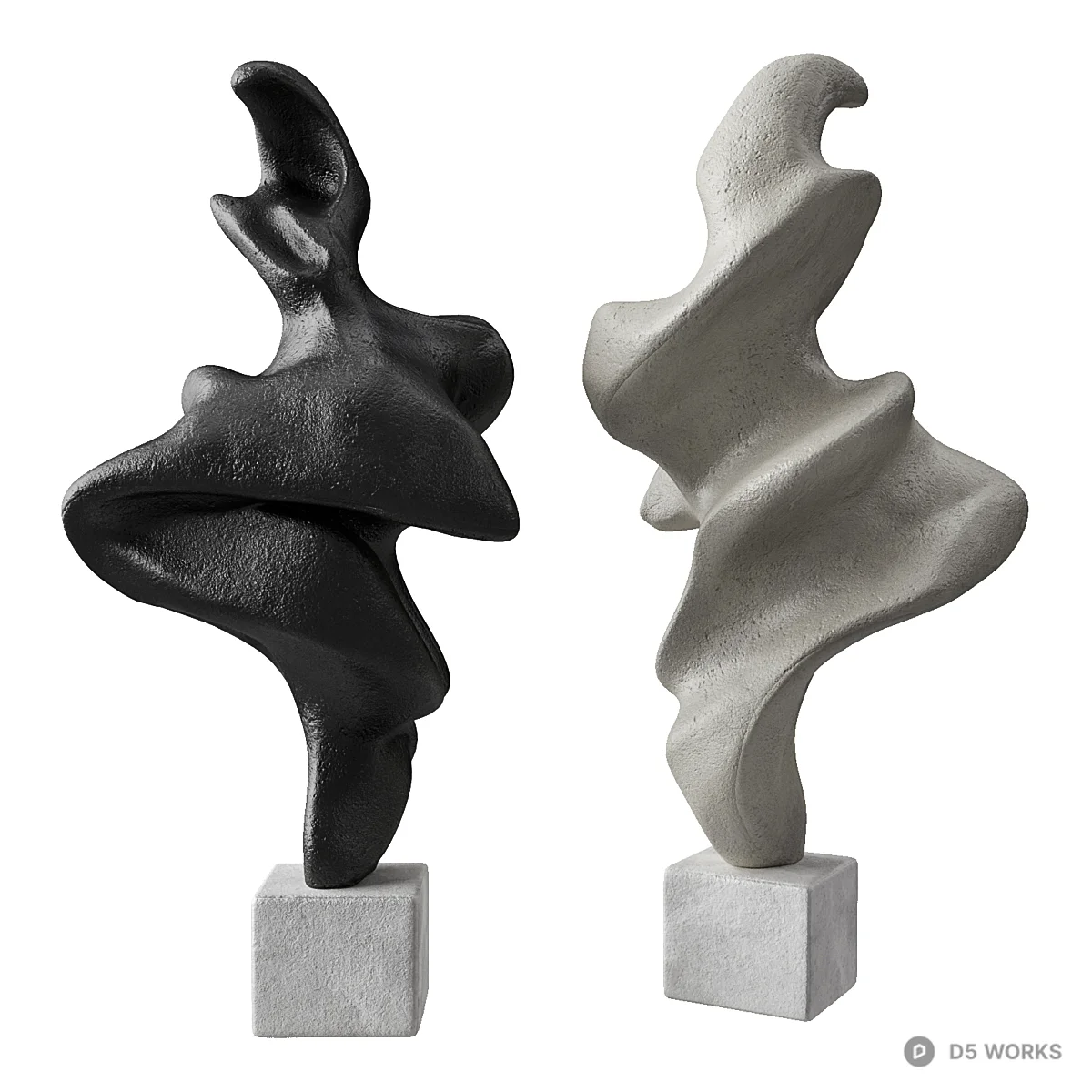 Abstract Concrete Sculpture Pair 3d model - Image 1