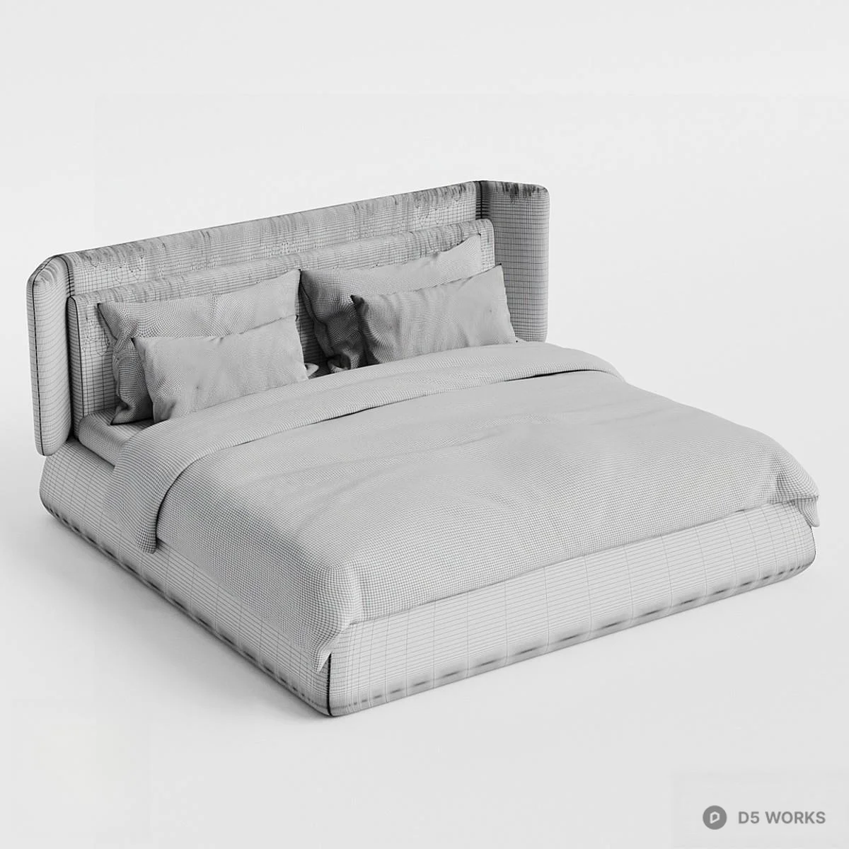 Modern Upholstered Double Bed 3d model thumbnail 4