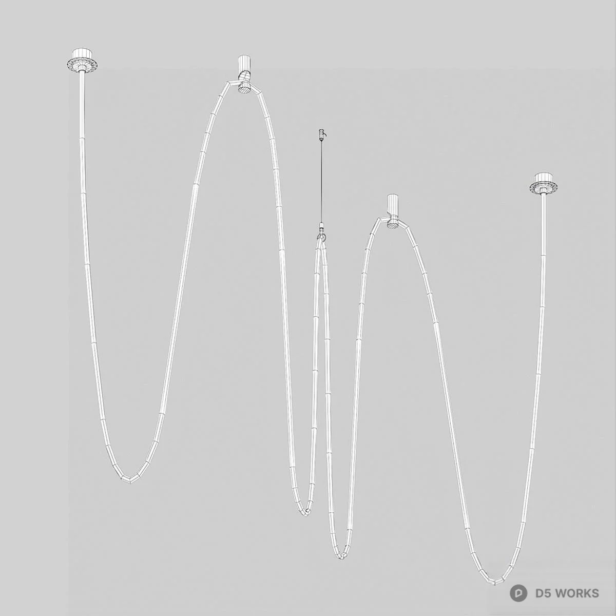 Wavy Linear Pendant Light 3d model thumbnail 3