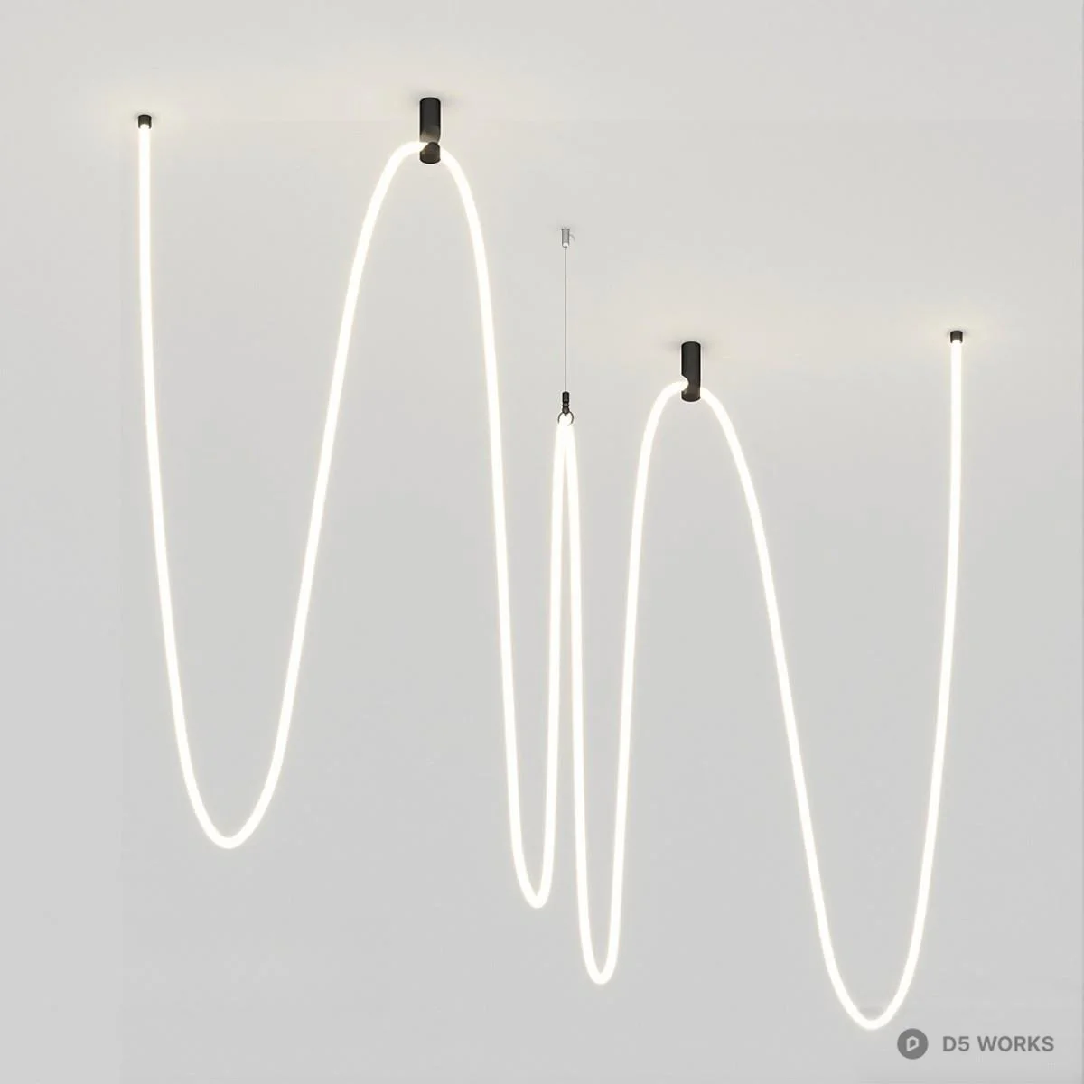 Wavy Linear Pendant Light 3d model thumbnail 2