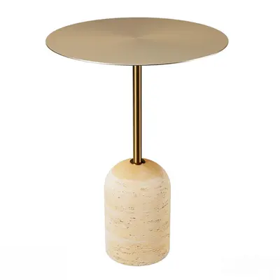 Brass Top Stone Base Side Table 3d model