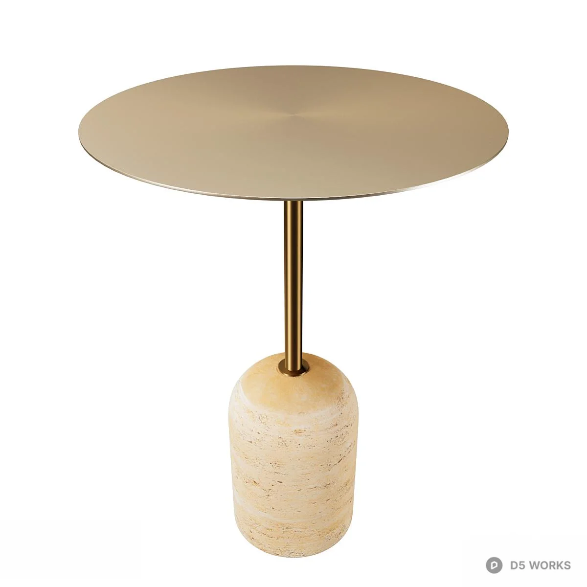 Brass Top Stone Base Side Table 3d model thumbnail 3