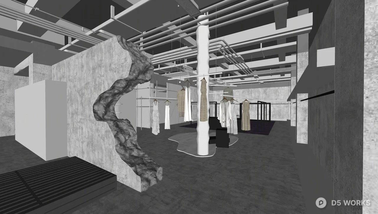 Industrial Style Clothing Store 3d model thumbnail 2