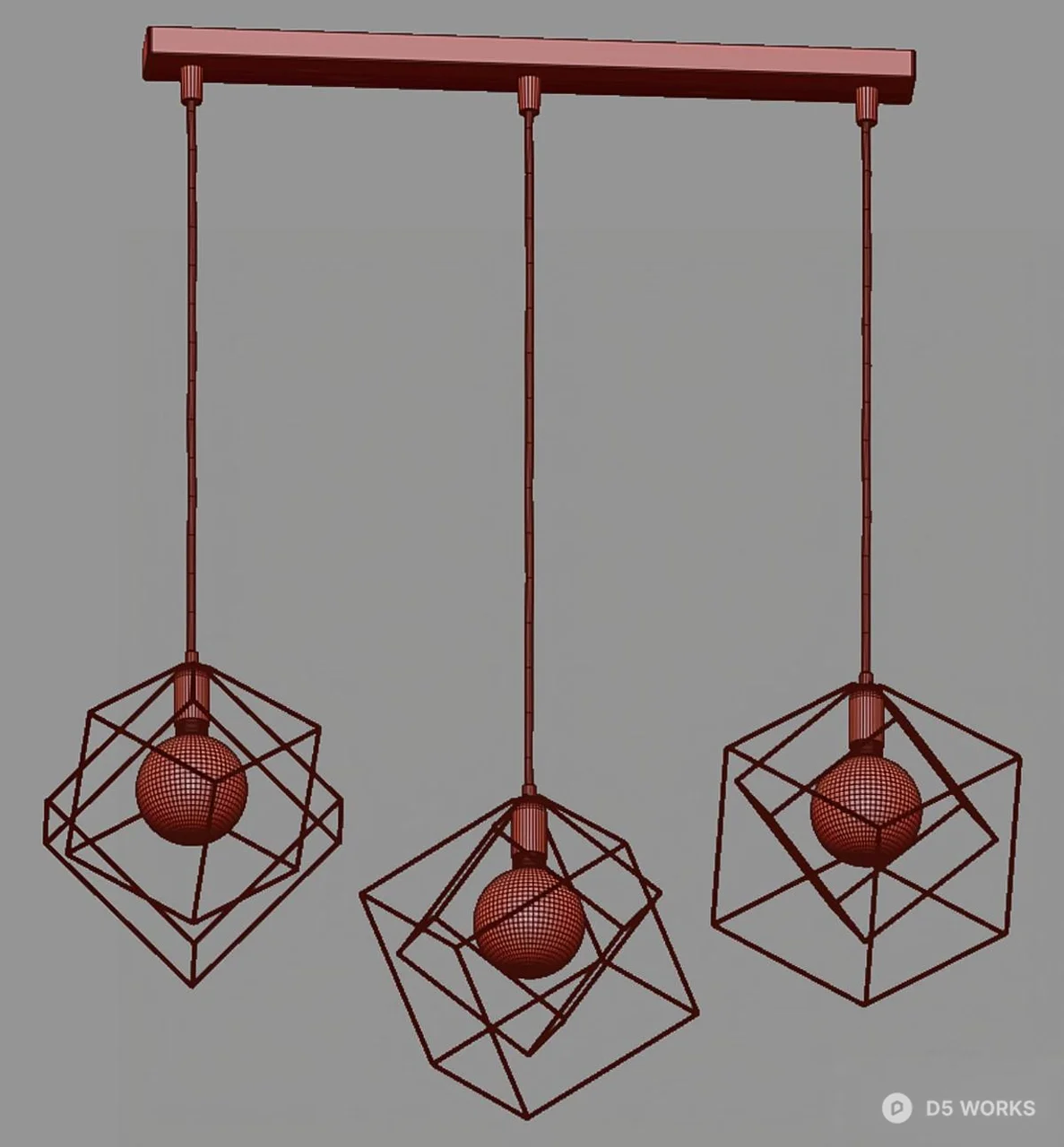 Geometric Wireframe Pendant Light 3d model thumbnail 2
