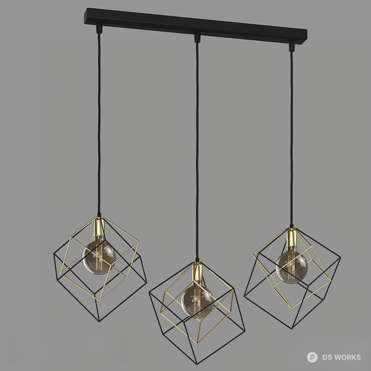 Geometric Wireframe Pendant Light 3d model - Image 1