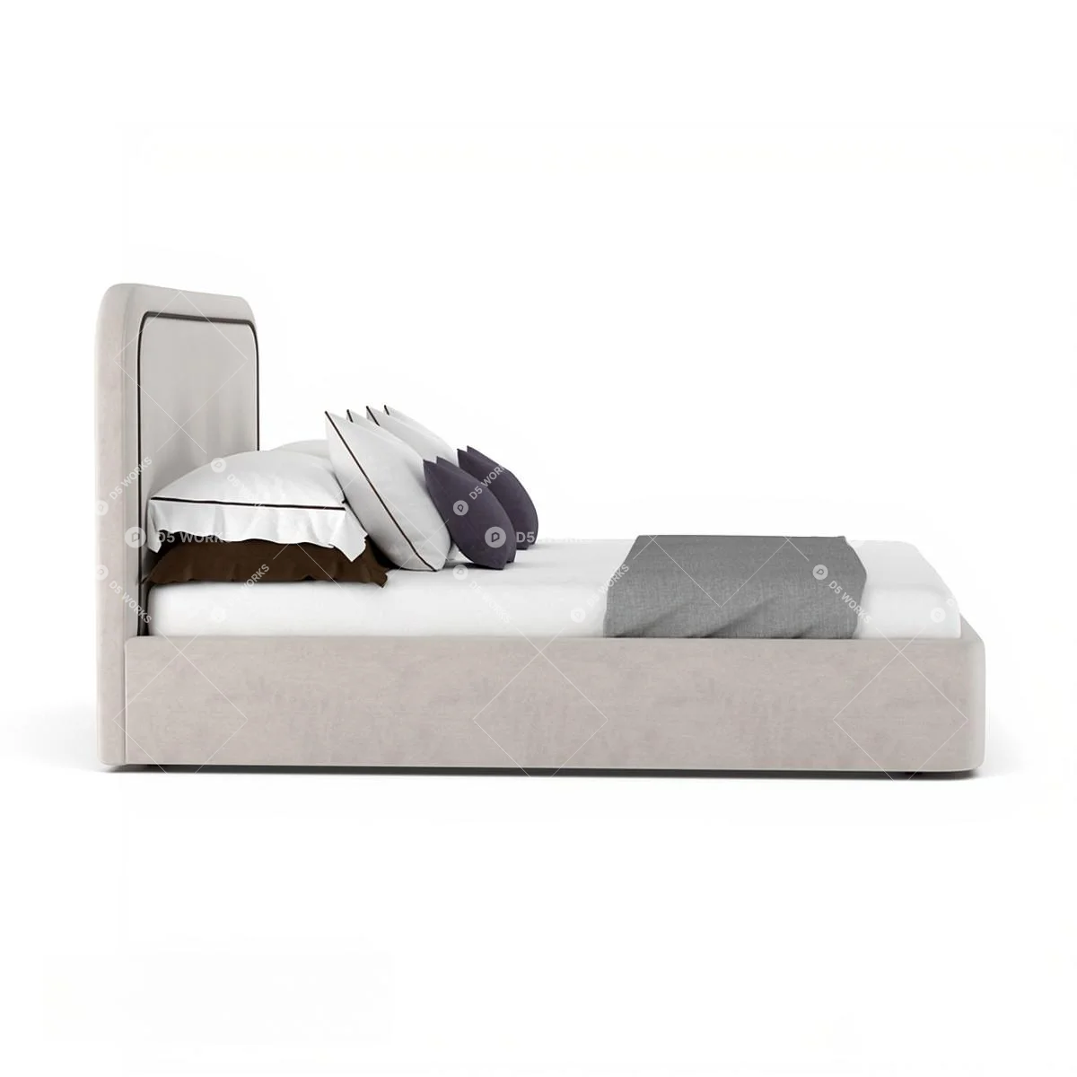 Transitional Double Bed 3d model thumbnail 3