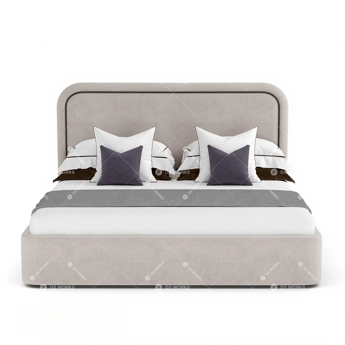 Transitional Double Bed 3d model thumbnail 2