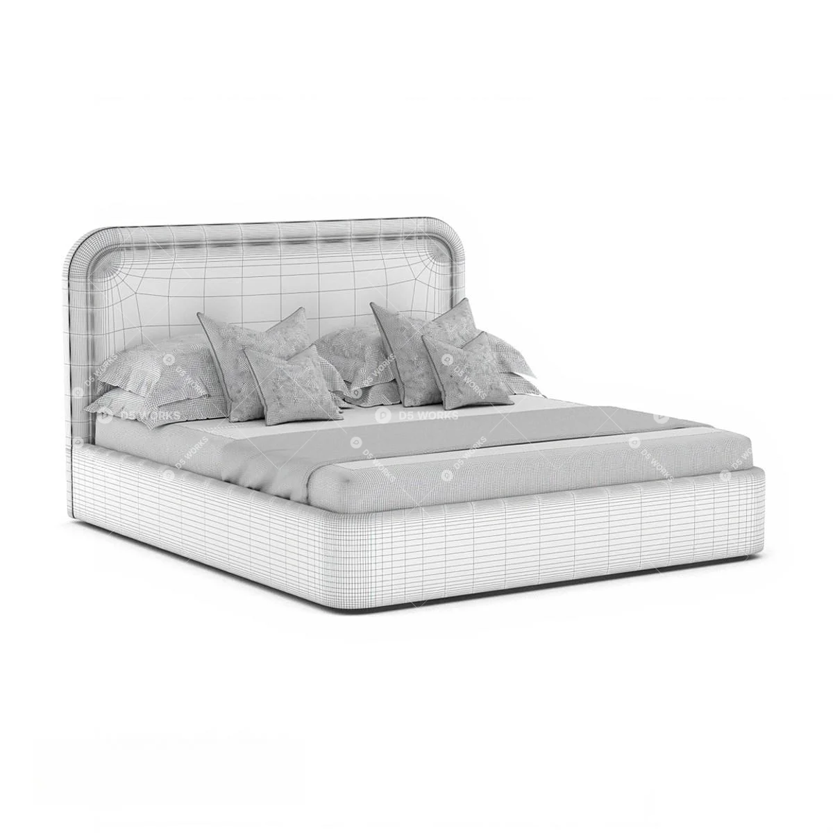 Transitional Double Bed 3d model thumbnail 4
