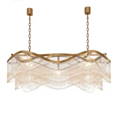 Wavy Gold Contemporary Chandelier 3d model