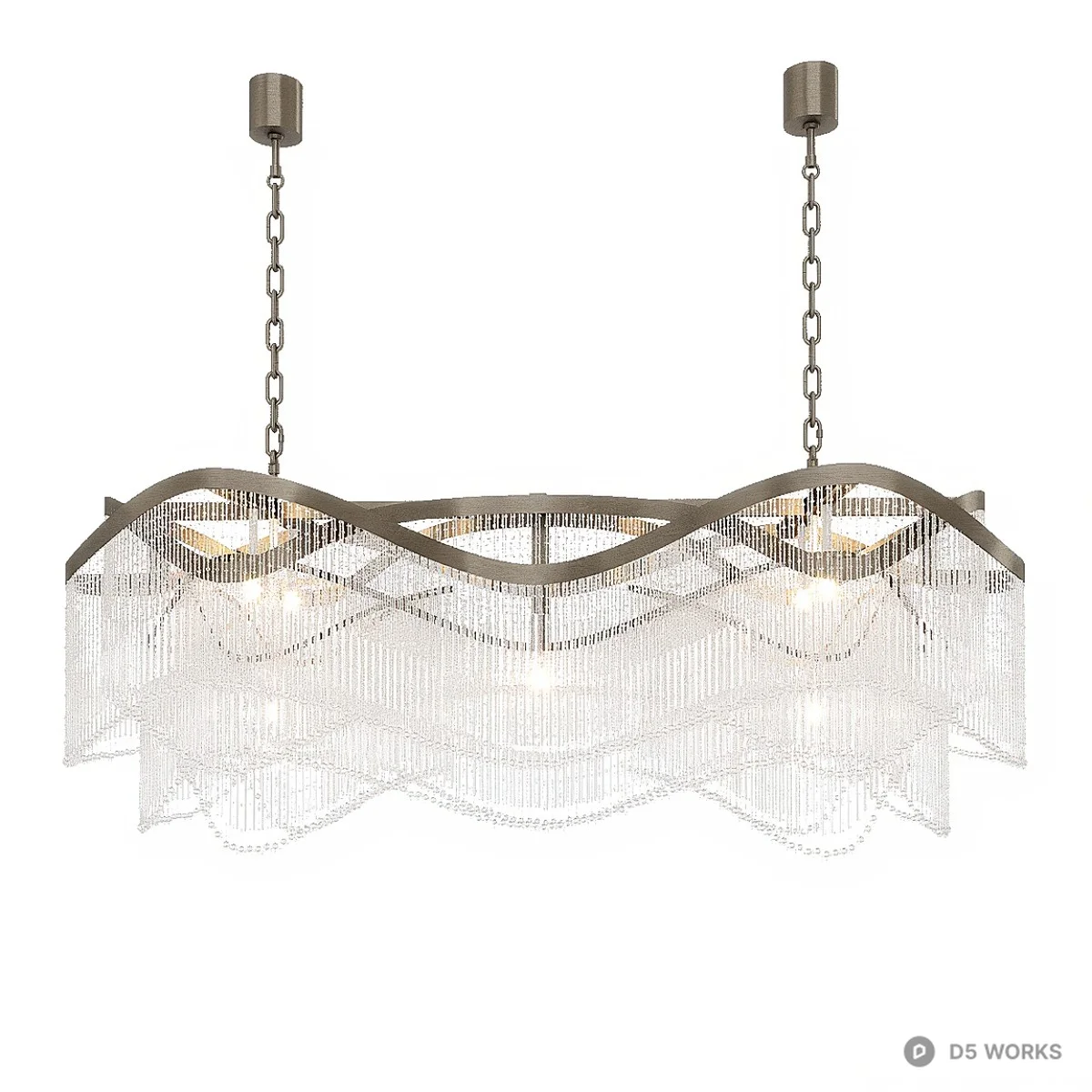 Wavy Gold Contemporary Chandelier 3d model thumbnail 2