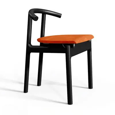 Sleek Black Frame Chair With Orange Upholstered Seat 3d model