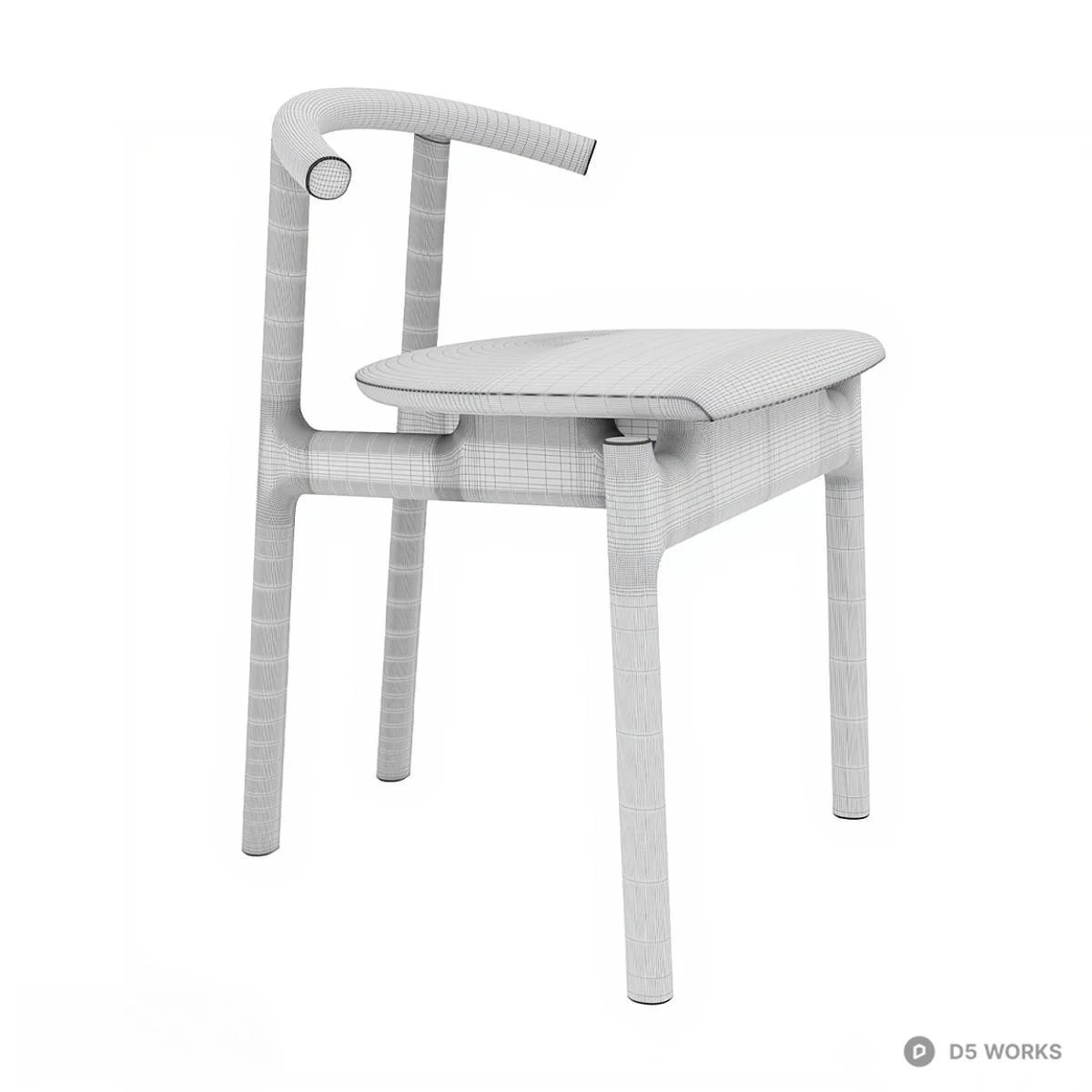 Sleek Black Frame Chair With Orange Upholstered Seat 3d model thumbnail 4