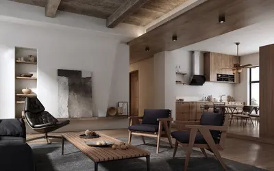 Modern Industrial Living Dining Space 3d model