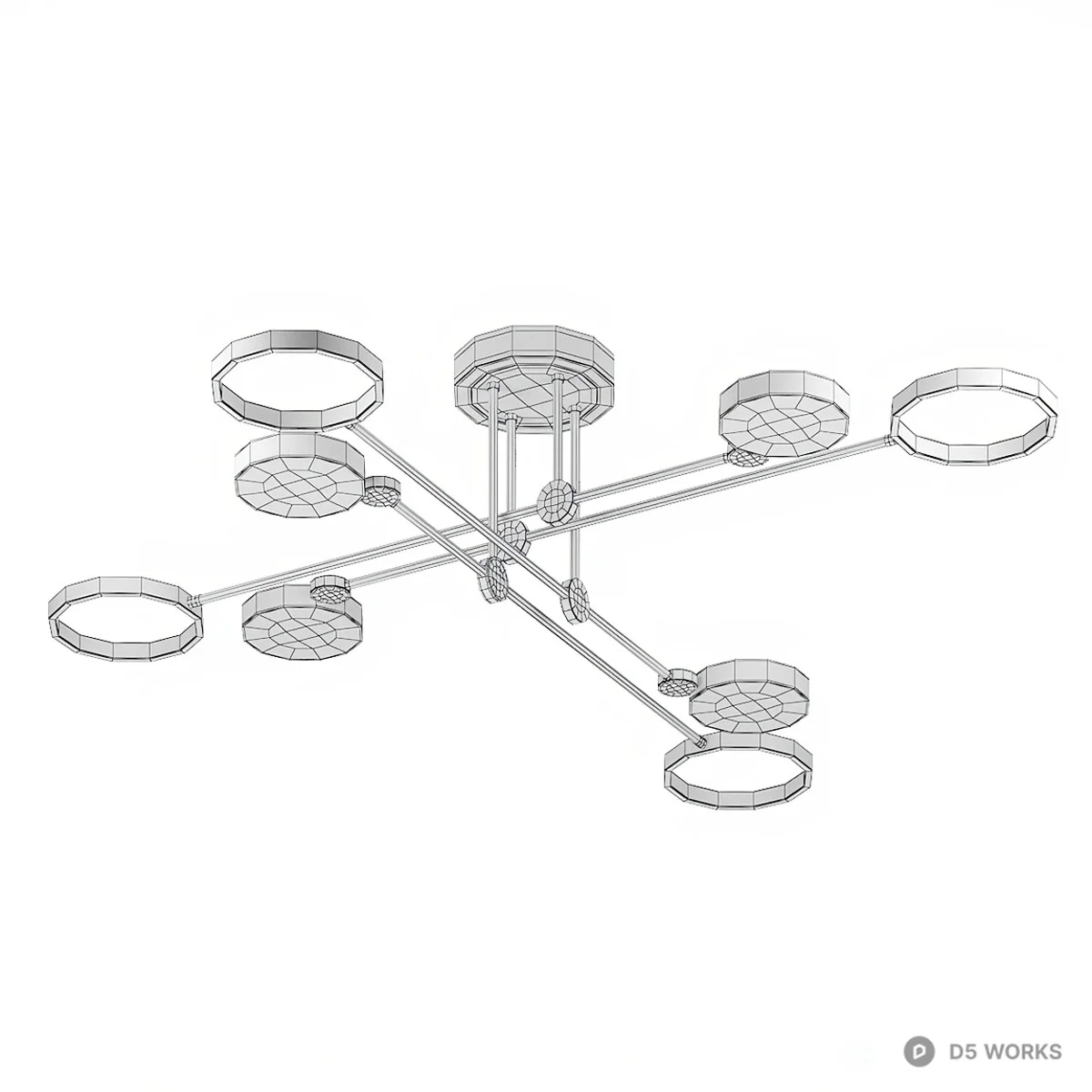 Modern Multi Head Ceiling Light 3d model thumbnail 2