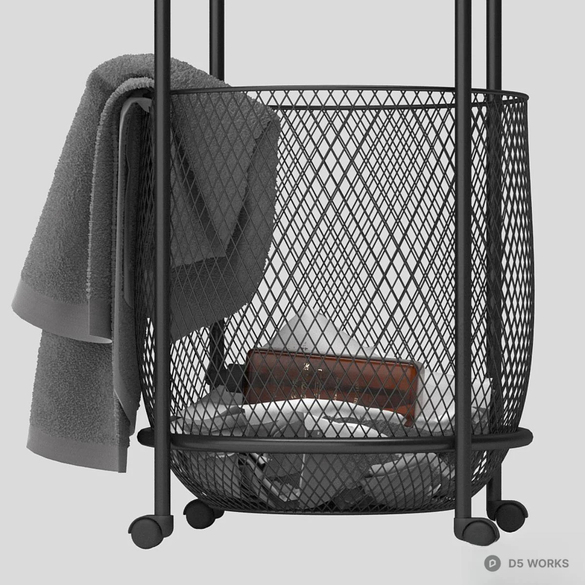 Minimalist Metal Towel Rack With Storage 3d model thumbnail 3