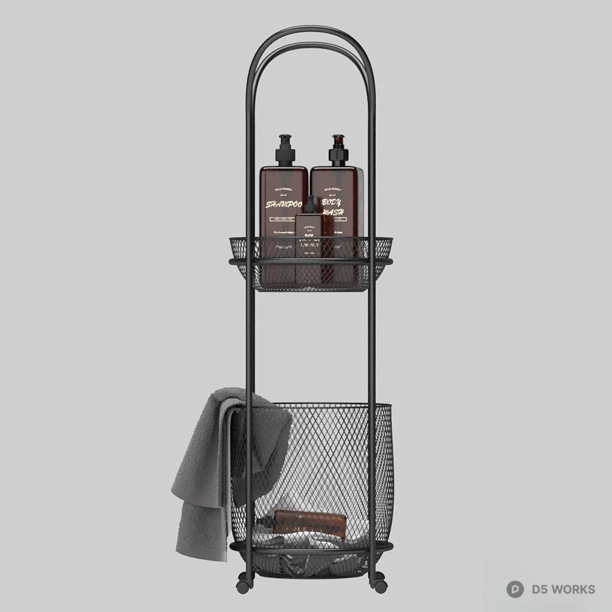 Minimalist Metal Towel Rack With Storage 3d model - Image 1