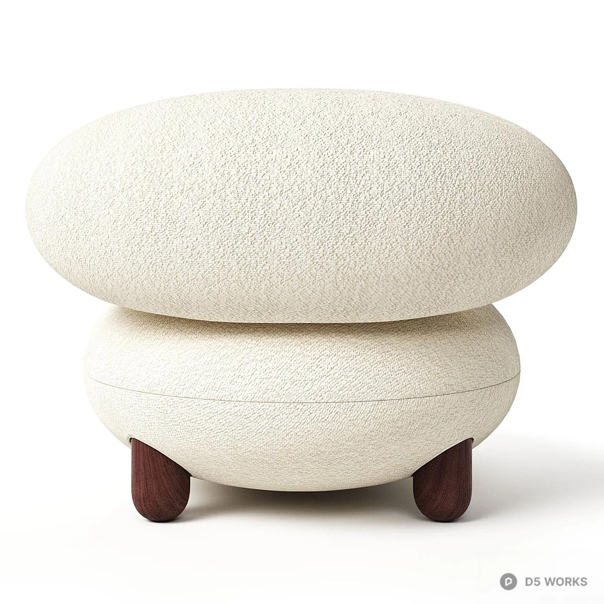 Organic Form Upholstered Lounge Chair 3d model thumbnail 4