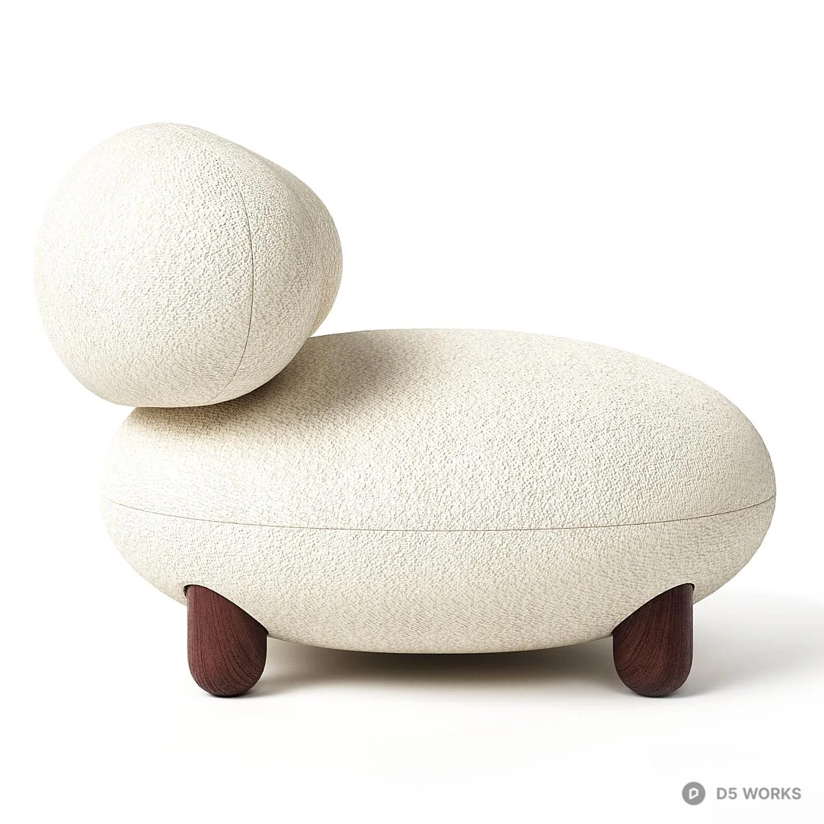 Organic Form Upholstered Lounge Chair 3d model thumbnail 3