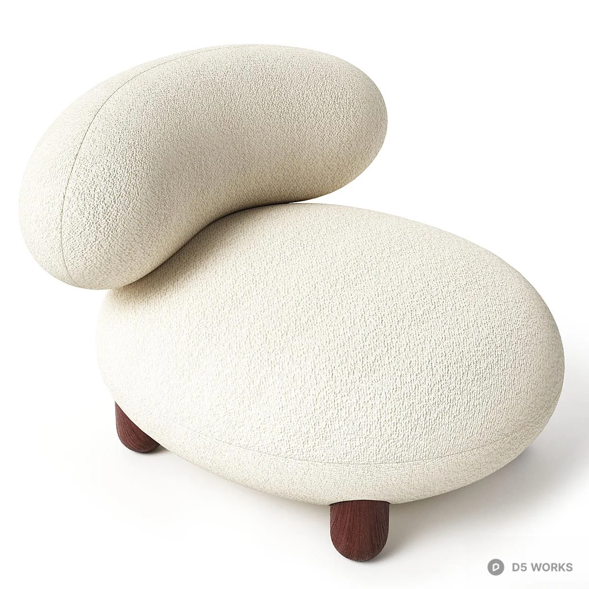 Organic Form Upholstered Lounge Chair 3d model thumbnail 5