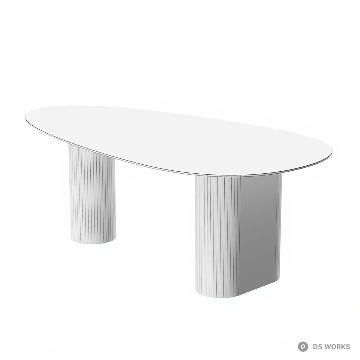 Minimalist Oval Dining Table With Concrete Legs 3d model thumbnail 2