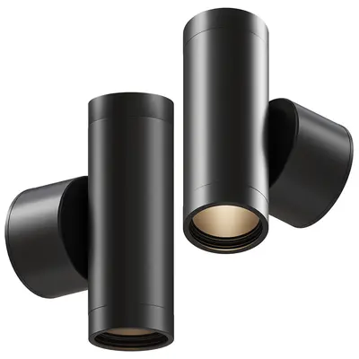 Matte Black Cylindrical Wall Lamp 3d model