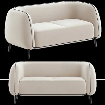 Minimalist Upholstered Two-Seater Sofa 3d model