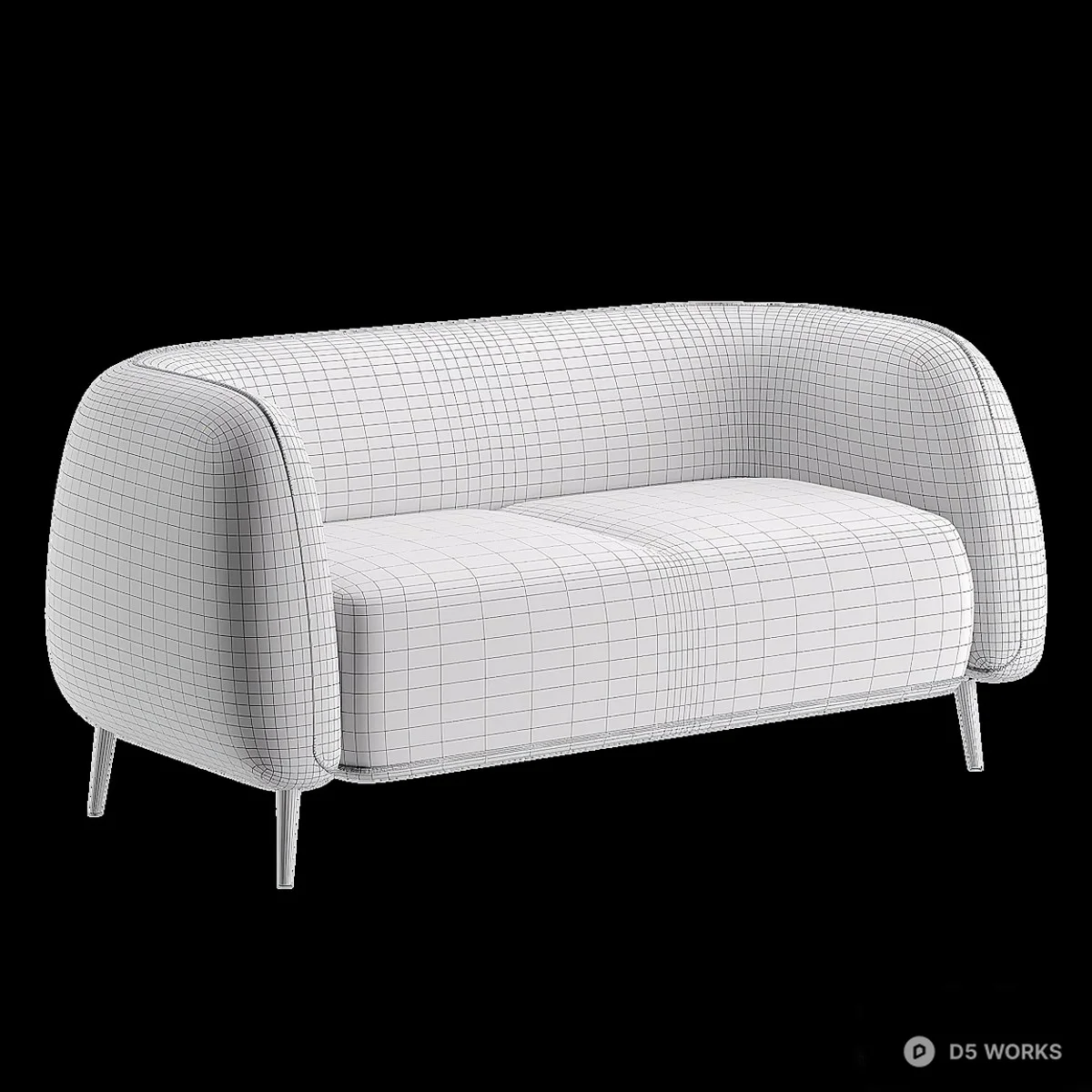 Minimalist Upholstered Two-Seater Sofa 3d model thumbnail 5