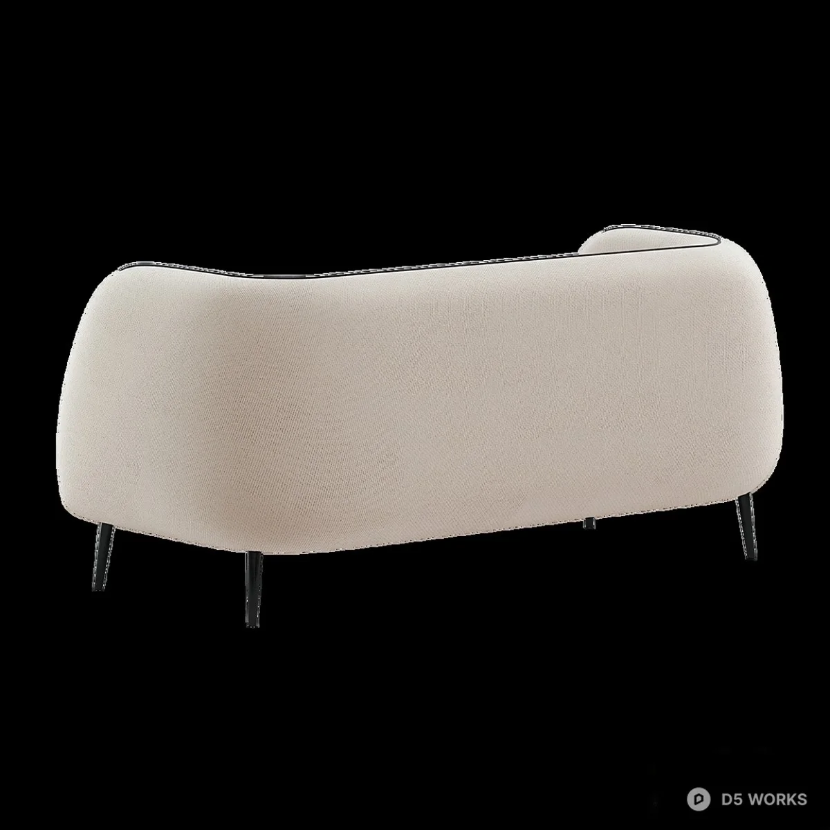 Minimalist Upholstered Two-Seater Sofa 3d model thumbnail 4