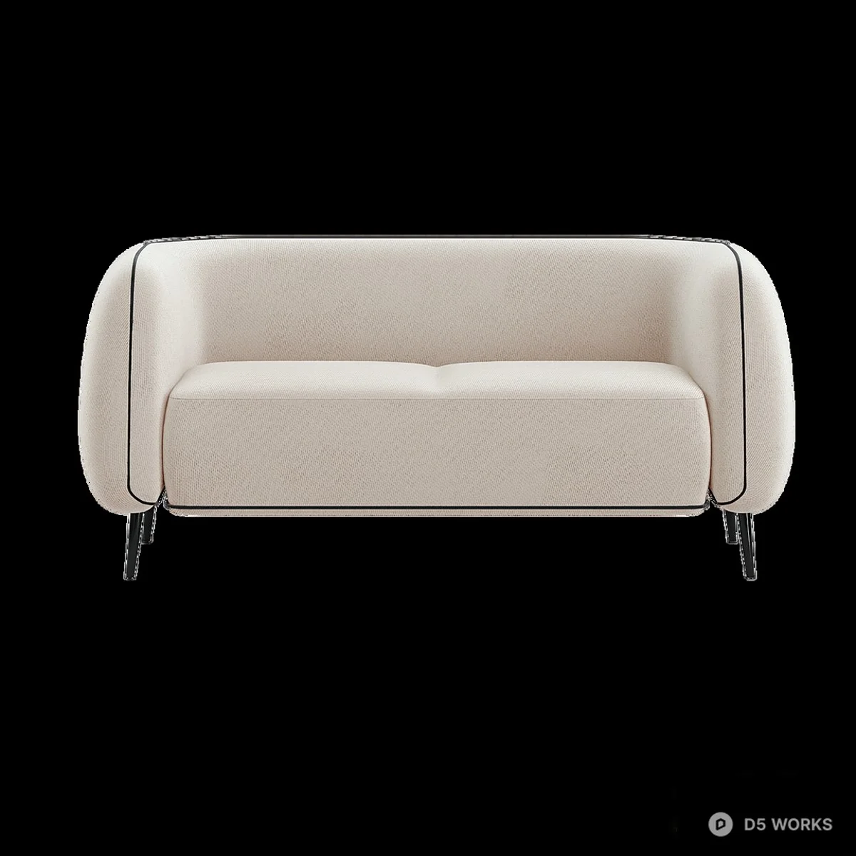 Minimalist Upholstered Two-Seater Sofa 3d model thumbnail 2