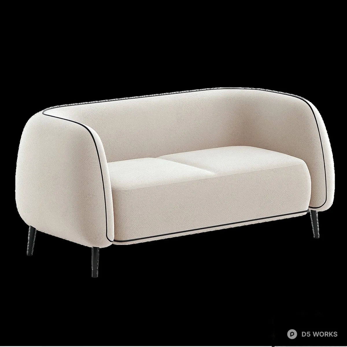 Minimalist Upholstered Two-Seater Sofa 3d model thumbnail 3
