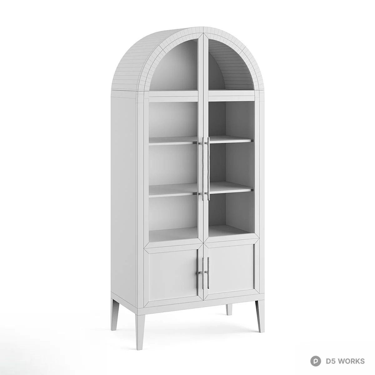 Arched Glass Door Display Cabinet 3d model thumbnail 4