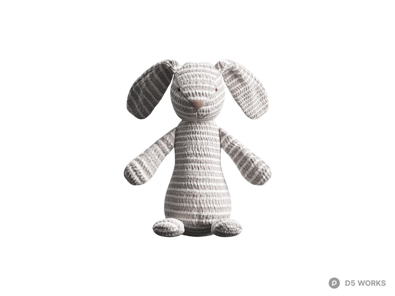 Knitted Rabbit Plush Toy 3d model thumbnail 2