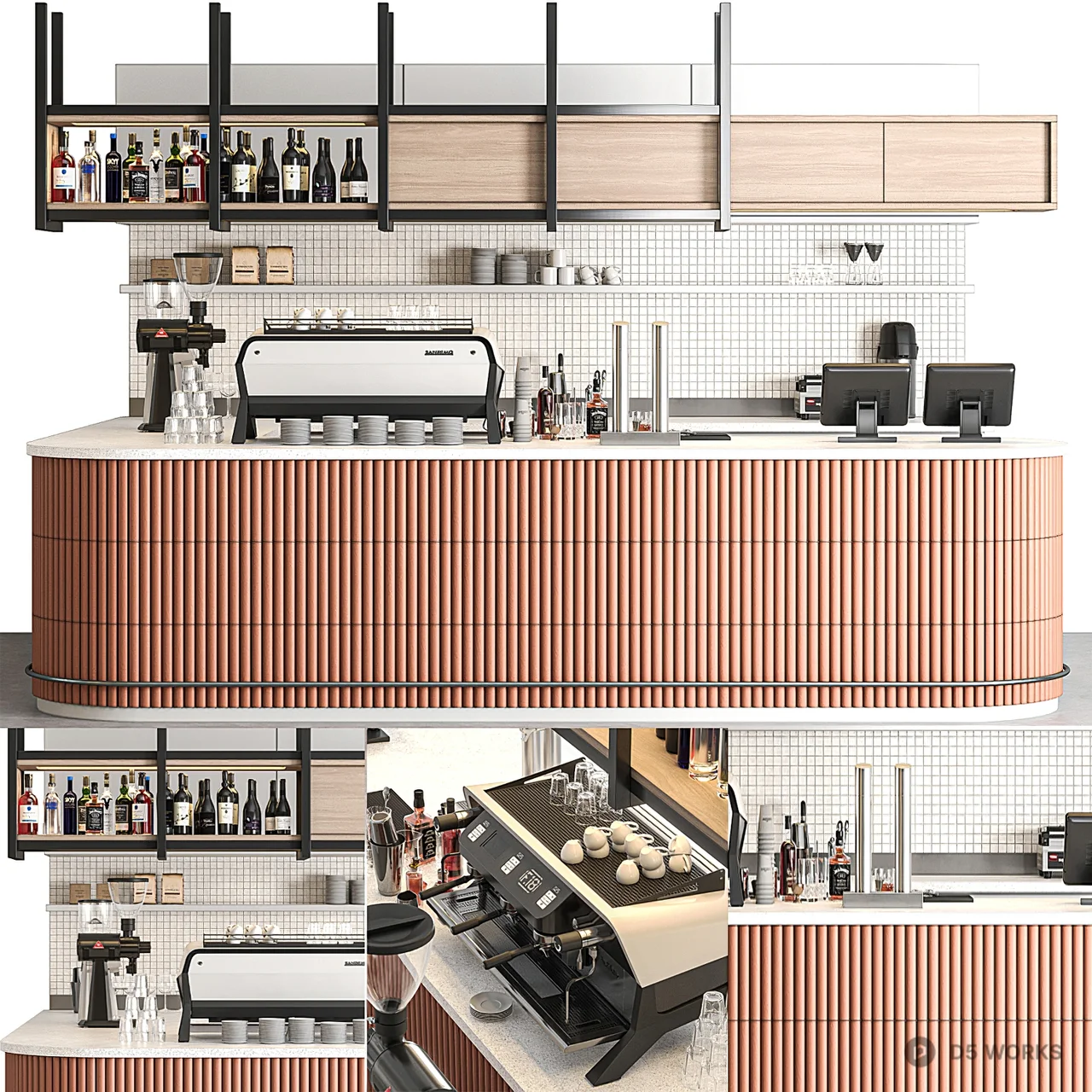 Modern Curved Bar Counter 3d model - Image 1
