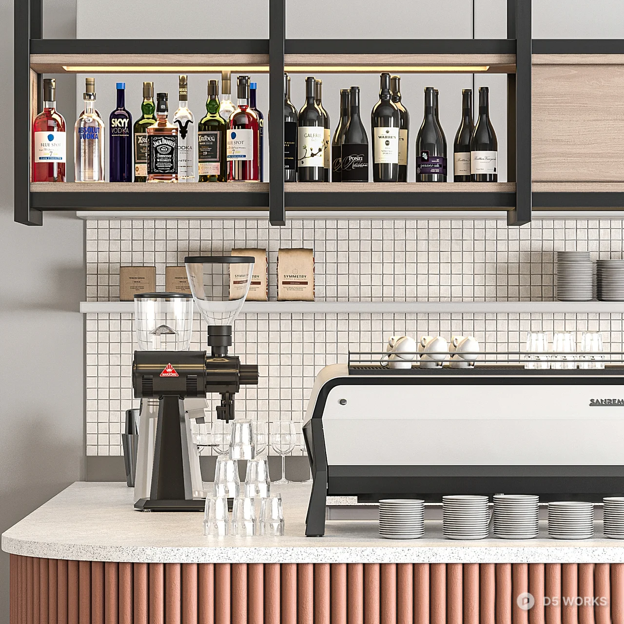 Modern Curved Bar Counter 3d model thumbnail 2