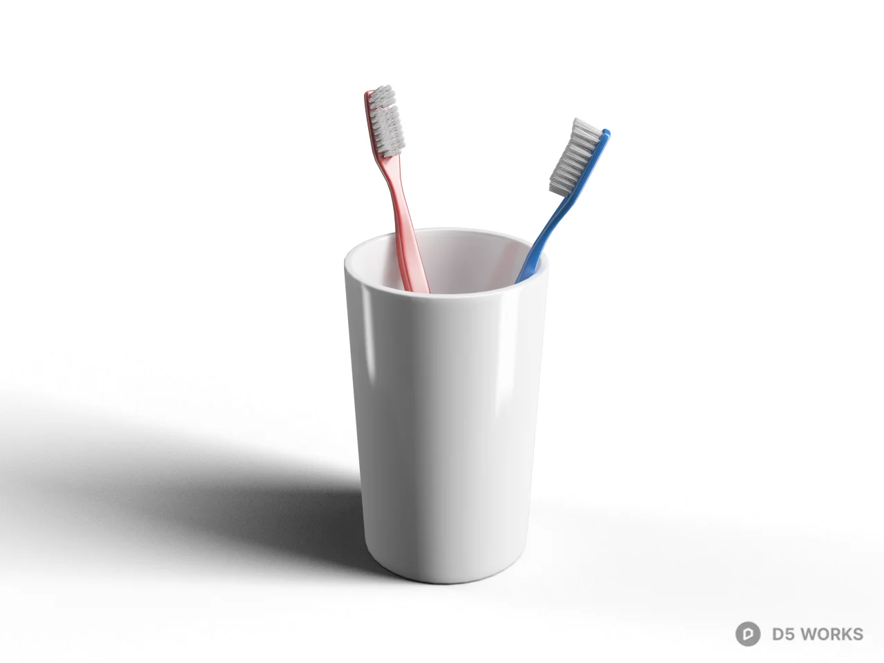 Ceramic Toothbrush Holder With Two Toothbrushes 3d model - Image 1