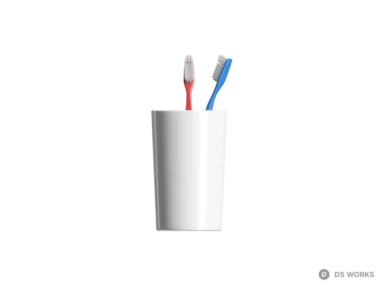 Ceramic Toothbrush Holder With Two Toothbrushes 3d model thumbnail 2