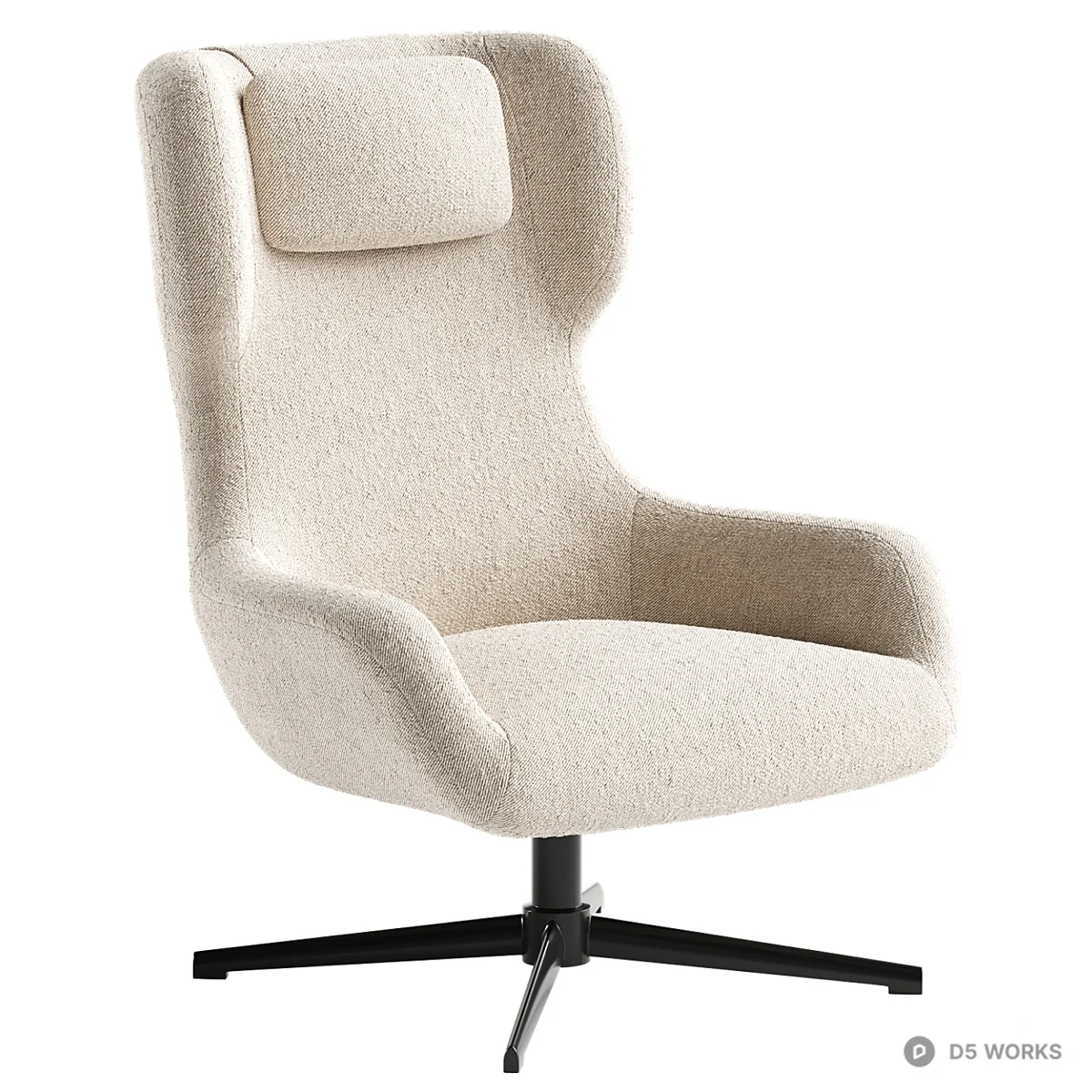 Bouclé Upholstered Swivel Lounge Chair 3d model - Image 1