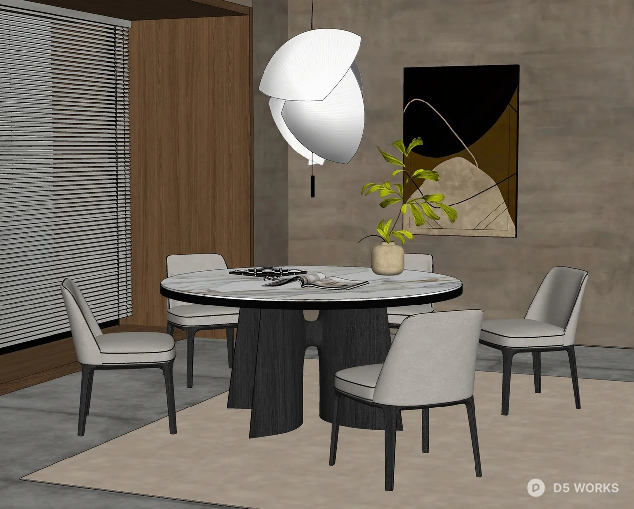 Minimalist Wave Pendant Light 3d model thumbnail 2