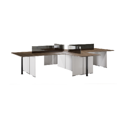 Office Desk Modern brown wood grain row desk card slot