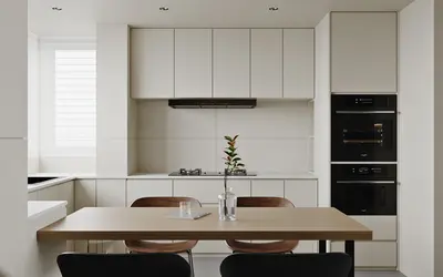 Minimalist Home Dining Room with Integrated Cabinetry 3d model