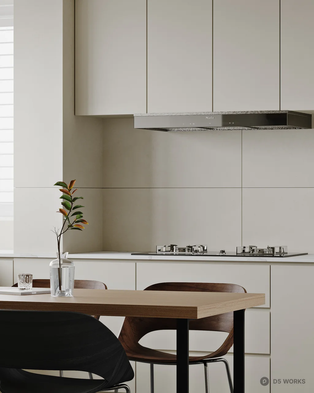 Minimalist Home Dining Room with Integrated Cabinetry 3d model thumbnail 5
