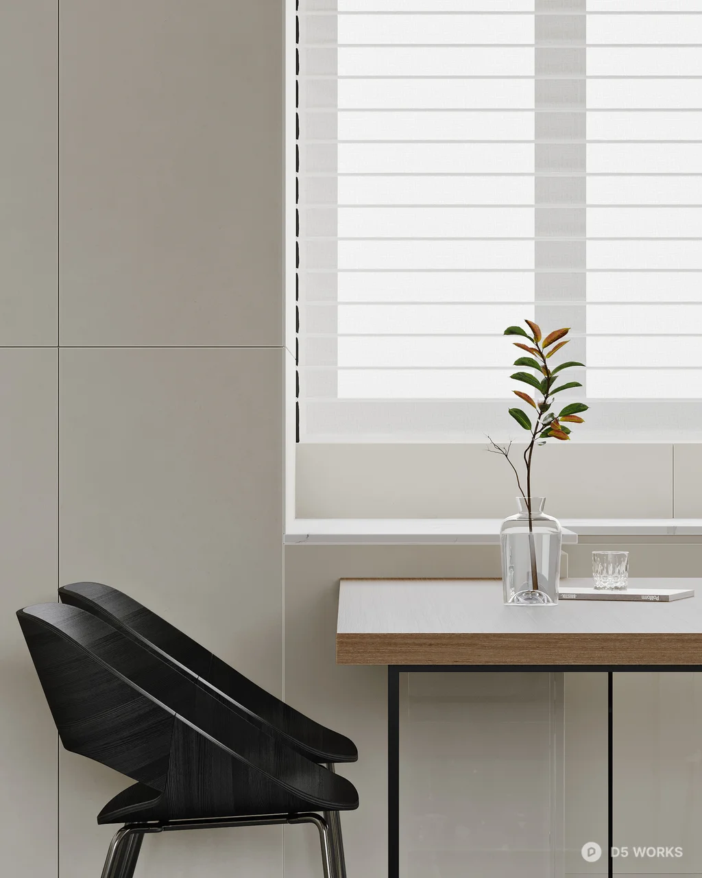 Minimalist Home Dining Room with Integrated Cabinetry 3d model thumbnail 4