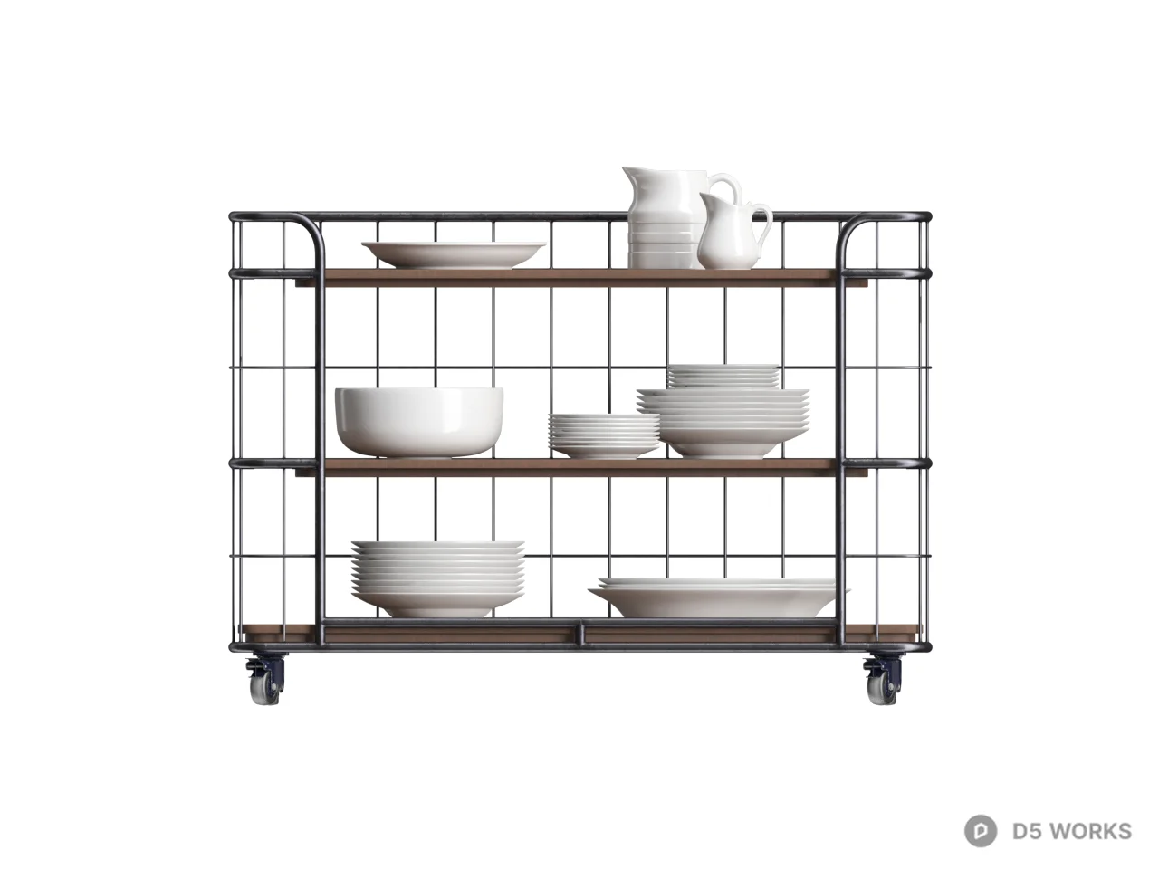 Industrial Style Serving Cart 3d model thumbnail 2
