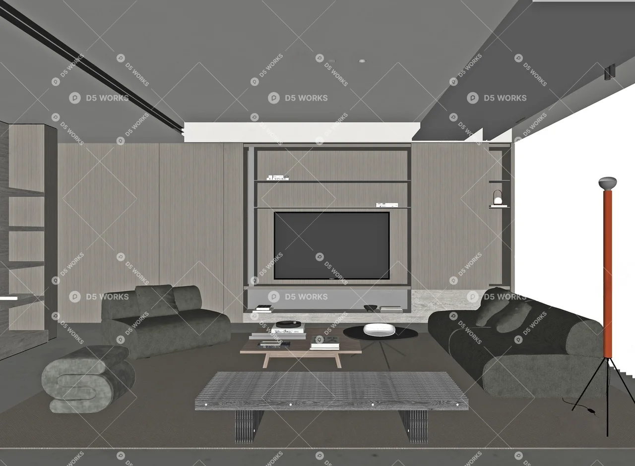 Modern Home Living Room 3d model thumbnail 2