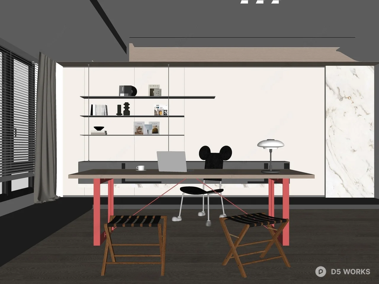 Modern Study Room 3d model thumbnail 2